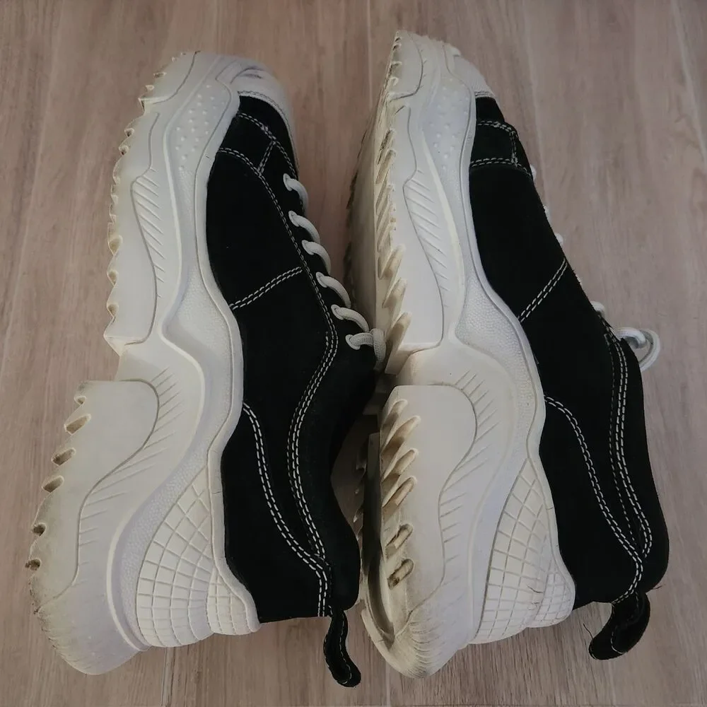 Jeffrey Campbell Women's Sneakers Size 8.5 Black Fabric White Chunky Soles